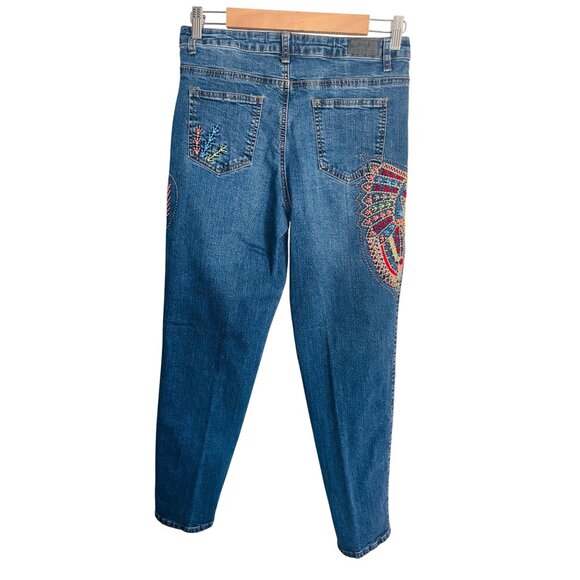 L&B Lucky & Blessed Boyfriend Jeans Womens 8 Embroidered Patchwork Denim Boho - Picture 2 of 12